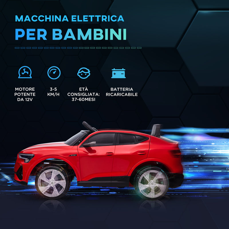 Macchina Elettrica per Bambini 12V con Licenza Audi E-Tron Sportback Rossa