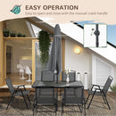 Set Tavolo 6 Sedie Pieghevoli e Ombrellone da Giardino Nero e Grigio