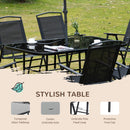 Set Tavolo 6 Sedie Pieghevoli e Ombrellone da Giardino Nero e Grigio