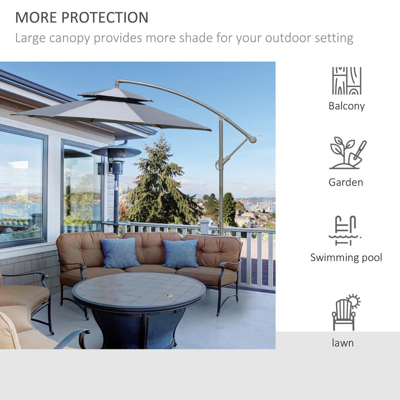Ombrellone da Giardino Decentrato Ø267x265 cm in Acciaio e Poliestere Grigio