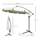 Ombrellone da Giardino Decentrato Ø265x265 cm in Metallo e Poliestere Beige