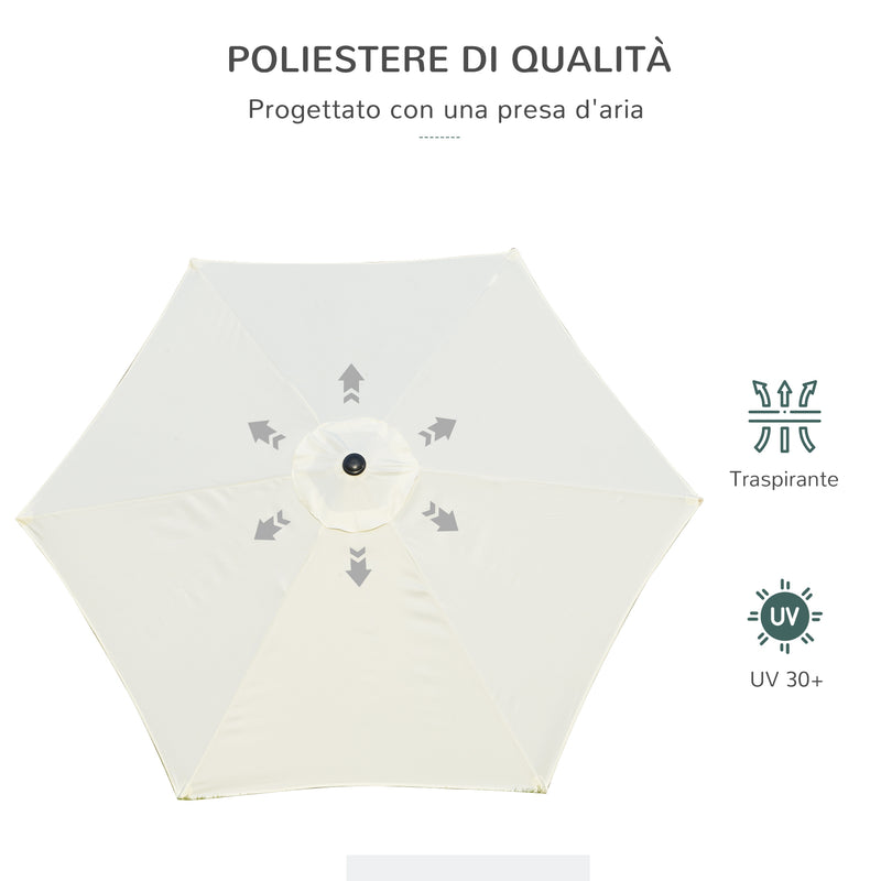 Ombrellone da Giardino Ø2,6 m Palo Ø38 mm in Metallo e Poliestere Bianco Crema