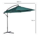 Ombrellone da Giardino Decentrato Ø3m in Metallo e Poliestere Verde