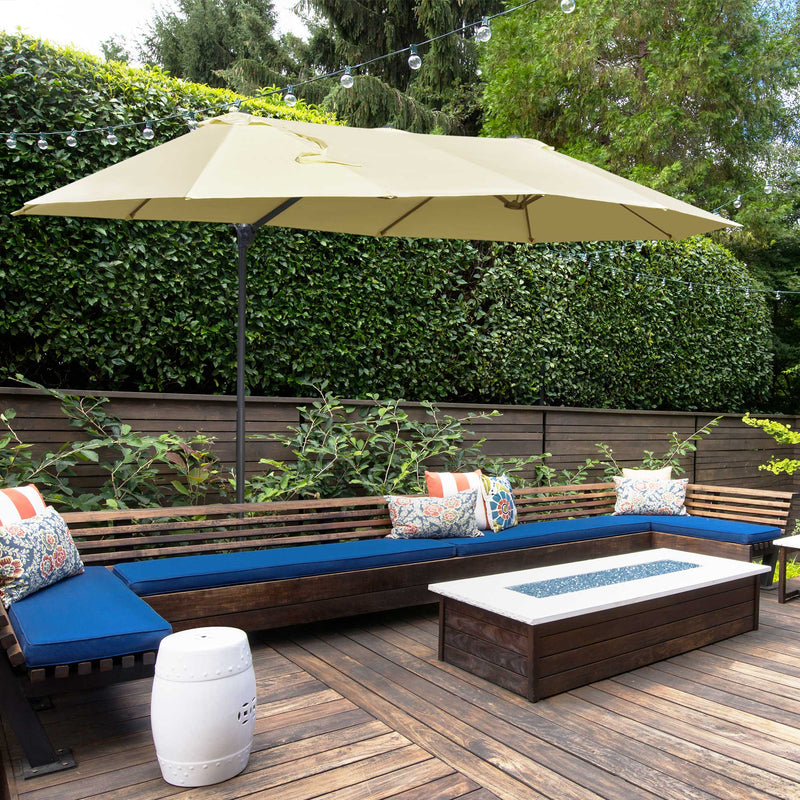 Ombrellone da Giardino Doppio 440x270x250 cm in Acciaio e Poliestere Crema