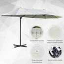 Ombrellone da Giardino Doppio 440x270x250 cm in Acciaio e Poliestere Crema
