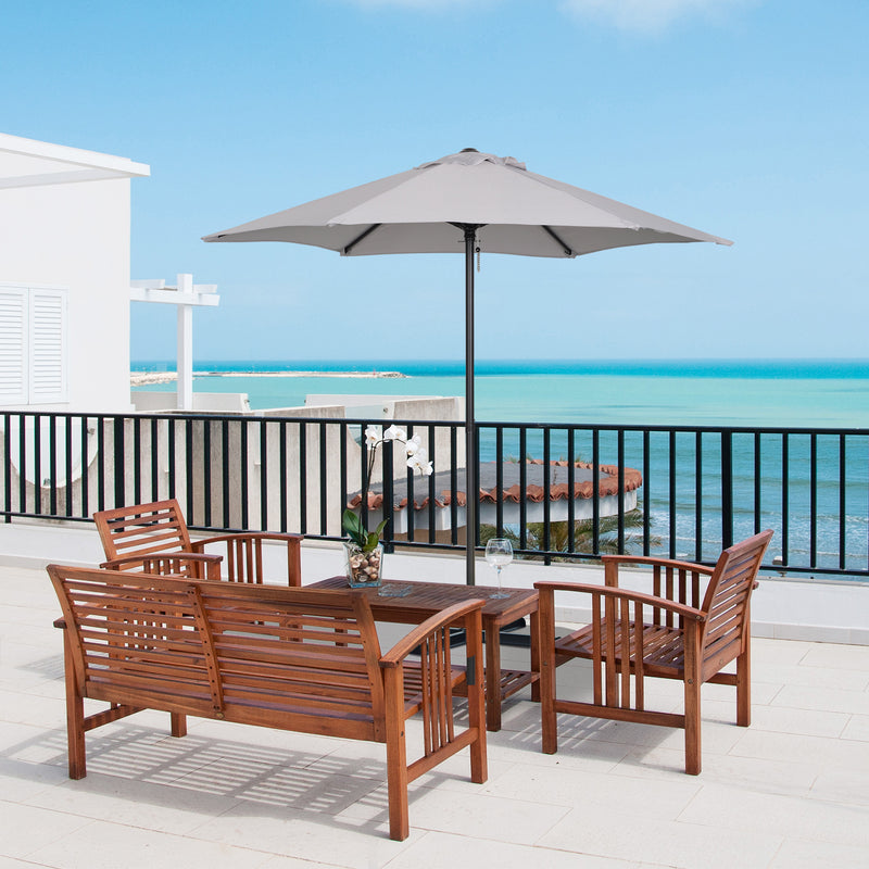 Ombrellone da Giardino Ø196 cm Palo Ø32 mm in Alluminio e Poliestere Grigio Chiaro