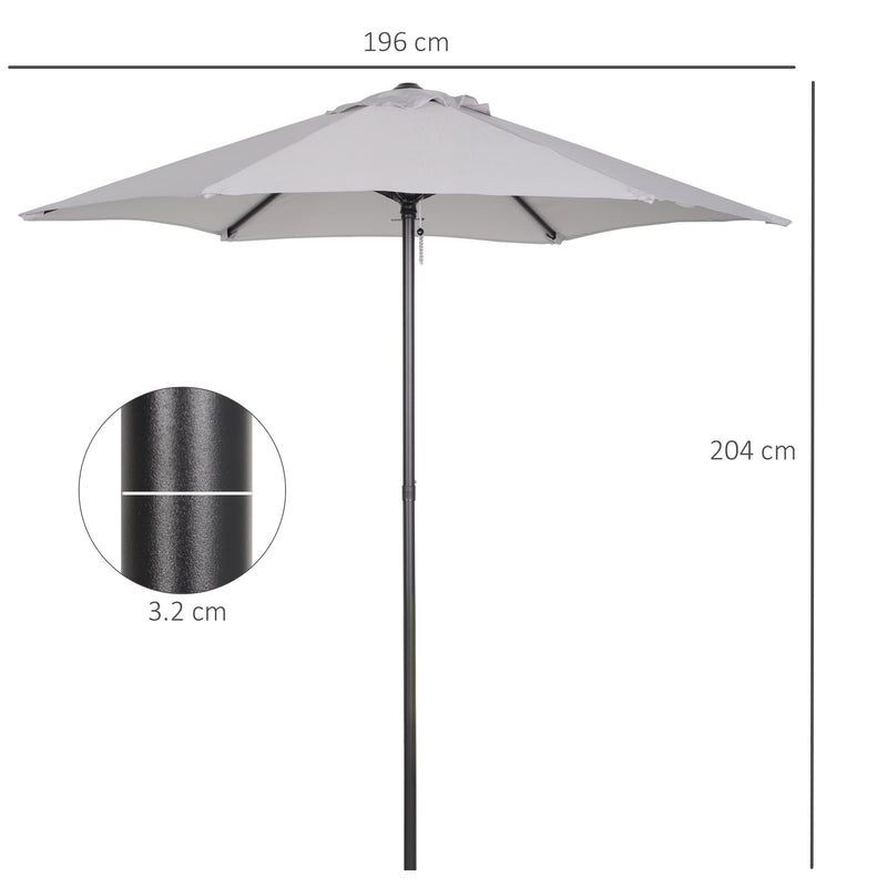 Ombrellone da Giardino Ø196 cm Palo Ø32 mm in Alluminio e Poliestere Grigio Chiaro