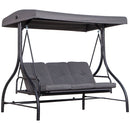 Dondolo Letto 3 Posti 195x117x174 cm in Metallo e Poliestere Grigio