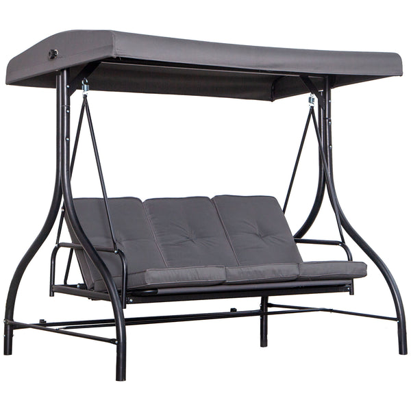 acquista Dondolo Letto 3 Posti 195x117x174 cm in Metallo e Poliestere Grigio