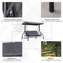 Dondolo Letto 3 Posti 195x117x174 cm in Metallo e Poliestere Grigio