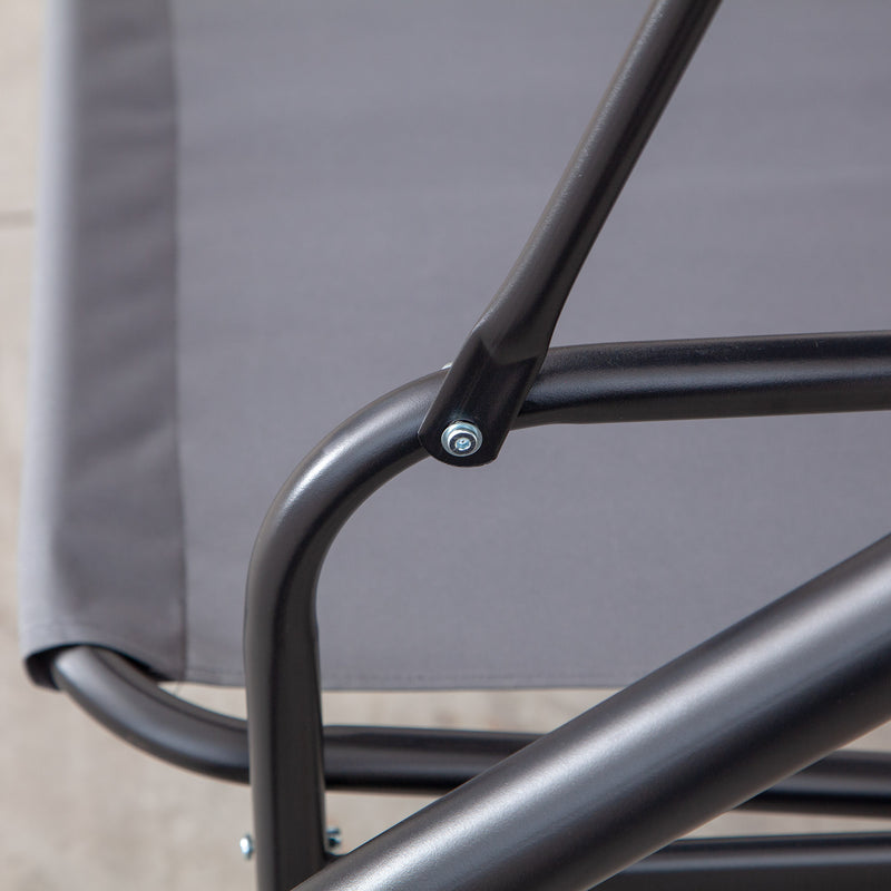 Dondolo Letto 3 Posti 195x117x174 cm in Metallo e Poliestere Grigio