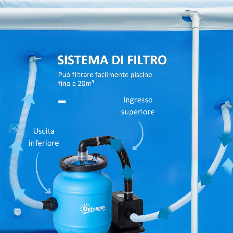 Pompa Filtrante per Piscina Fuoriterra 4000 lt/h Filtro a Sabbia Blu