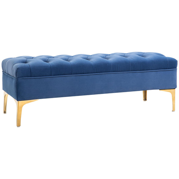 Panca Imbottita Fondoletto 118x45x42 cm in Tessuto Vellutato Blu online