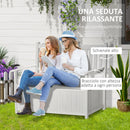 Panchina da Giardino 2 Posti 123,5x66,5x97 cm con Contenitore in Legno Bianco