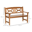Panchina da Giardino 2 Posti 123x61x89,5 cm in Legno Naturale