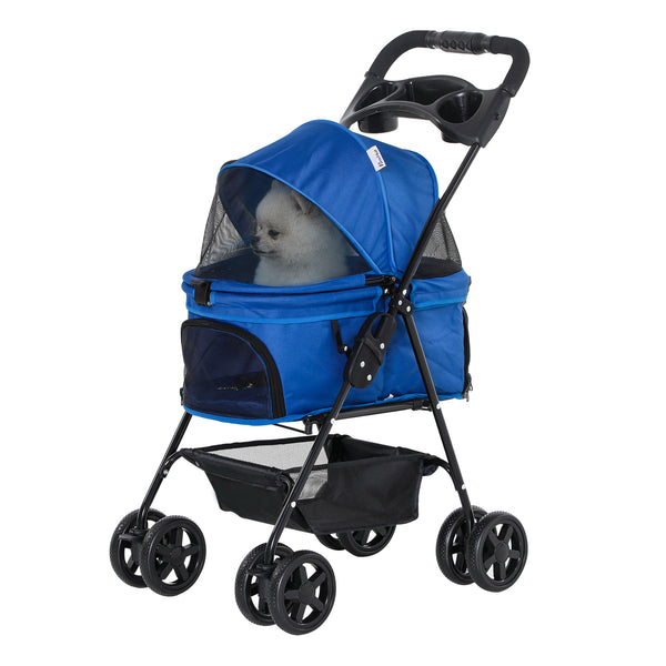 sconto Passeggino per Cani 67x45x96 cm in Acciaio e Tessuto Oxford Blu