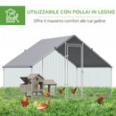 Pollaio Gabbia per Galline da Esterno 3x2x2m Telaio Zincato Argento