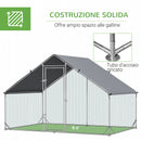 Pollaio Gabbia per Galline da Esterno 3x2x2m Telaio Zincato Argento