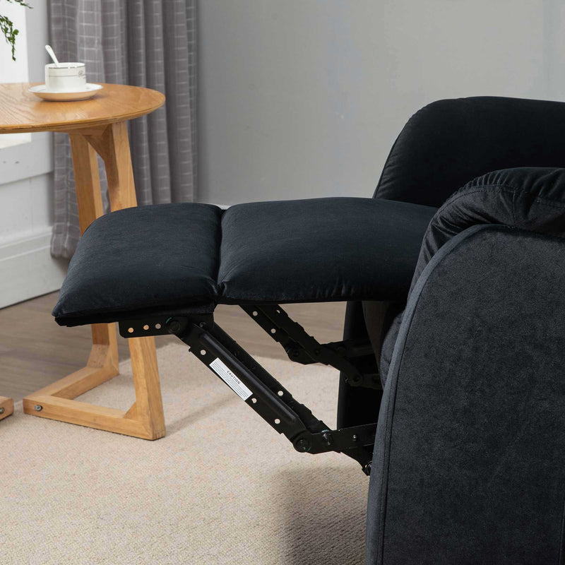 Poltrona Relax Manuale Reclinabile 85x95x104 cm in Tessuto Nero