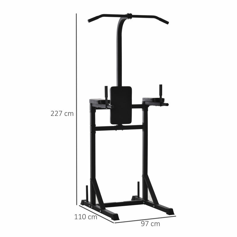 Stazione Fitness Multifunzione 110x97x227 cm in Acciaio Nero