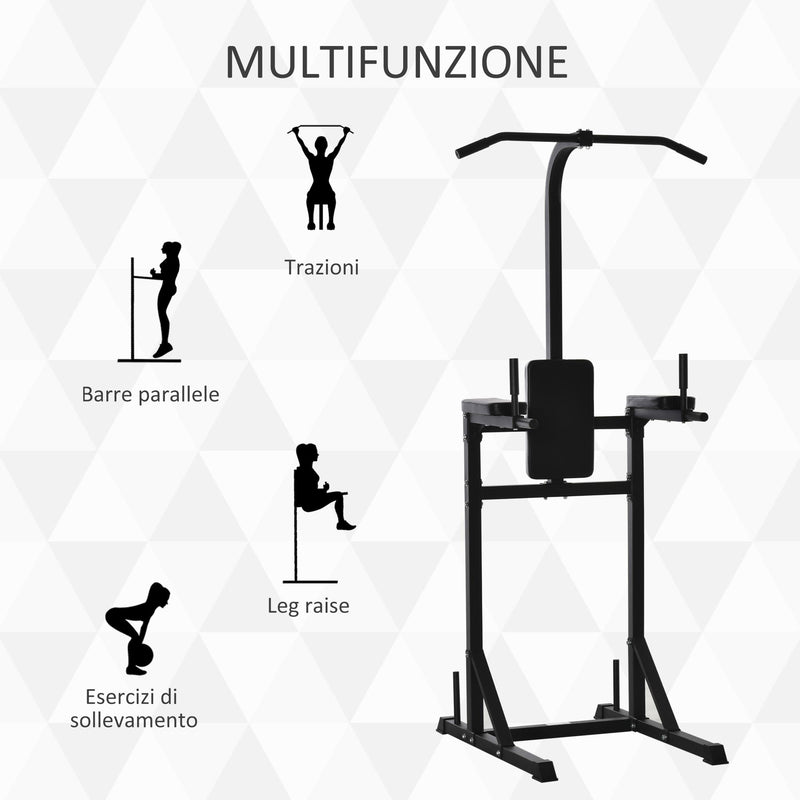 Stazione Fitness Multifunzione 110x97x227 cm in Acciaio Nero