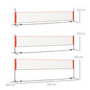 Rete Tennis Portatile 510x102x107/120/155 cm ad Altezza Regolabile Rossa e Nera