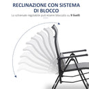 Sedia Sdraio Zero Gravity Reclinabile 70x65x111 cm in Acciaio e Tessuto a Rete Grigio