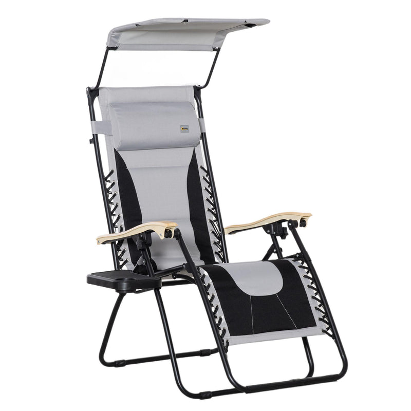 Sedia Sdraio Zero Gravity Reclinabile 89x65x113 cm in Acciaio e Tessuto Oxford Grigio Chiaro