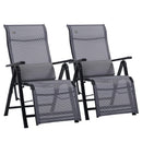 Set 2 Sedie Sdraio Zero Gravity Reclinabile 65x70x111 cm in Acciaio e Tessuto a Rete Grigio