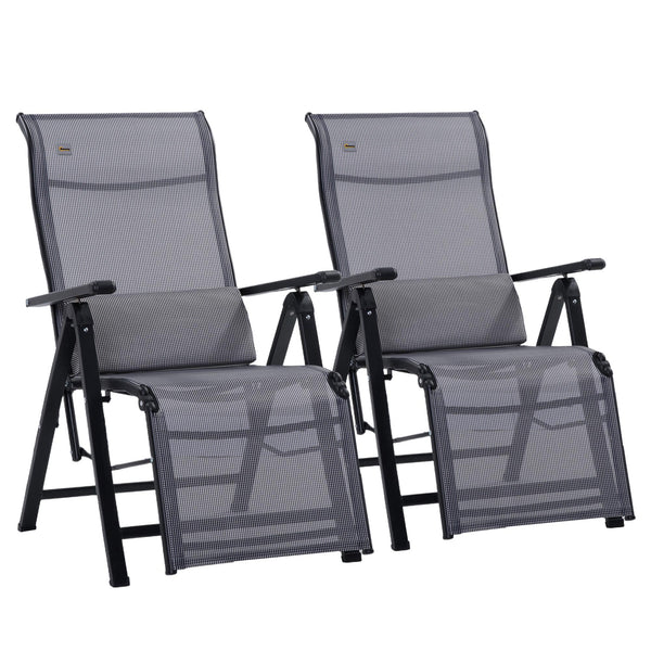 Set 2 Sedie Sdraio Zero Gravity Reclinabile 65x70x111 cm in Acciaio e Tessuto a Rete Grigio prezzo