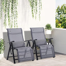 Set 2 Sedie Sdraio Zero Gravity Reclinabile 65x70x111 cm in Acciaio e Tessuto a Rete Grigio