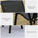 Set 4 Sedie da Giardino 70x54x90 cm in Metallo e Tessuto Nero