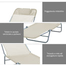 Set 2 Lettini Prendisole Pieghevoli 137x56x82 cm in Metallo Tessuto a Rete Beige