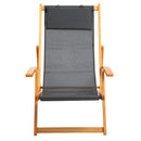 Set 2 Sedie a Sdraio da Giardino Pieghevoli in Legno e Tessuto a Rete Grigio