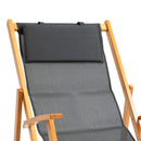 Set 2 Sedie a Sdraio da Giardino Pieghevoli in Legno e Tessuto a Rete Grigio