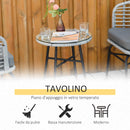 Set Tavolino e 2 Sedie da Giardino in Rattan Sintetico Grigio