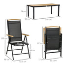 Set Tavolo e 6 Sedie da Giardino Pieghevoli in Texteline Nero