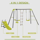 Set Altalena 3 Posti con Cavallina e Arrampicata + Scivolo Nero e Verde