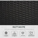 Set Salotto da Giardino Divano 2 Poltrone e Tavolino in Rattan Polietilene e Acciaio Crema