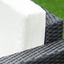 Set Salotto da Giardino Divano 2 Poltrone e Tavolino in Rattan Polietilene e Acciaio Crema