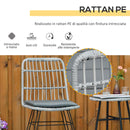 Set Tavolino e 2 Sedie in Rattan Polietilene Grigio