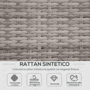 Set Salotto da Giardino Divano 2 Poltrone e Tavolino in Rattan Polietilene Grigio