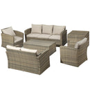 Set Salotto da Giardino 2 Divani 2 Poltrone Tavolino e Tavolo Contenitore in Rattan Beige
