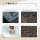 Set Tavolino e 2 Poltrone da Giardino in Rattan Polietilene Marrone e Crema