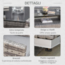 Set Salotto da Giardino Divano 2 Poltrone e Tavolino in Rattan Polietilene Grigio