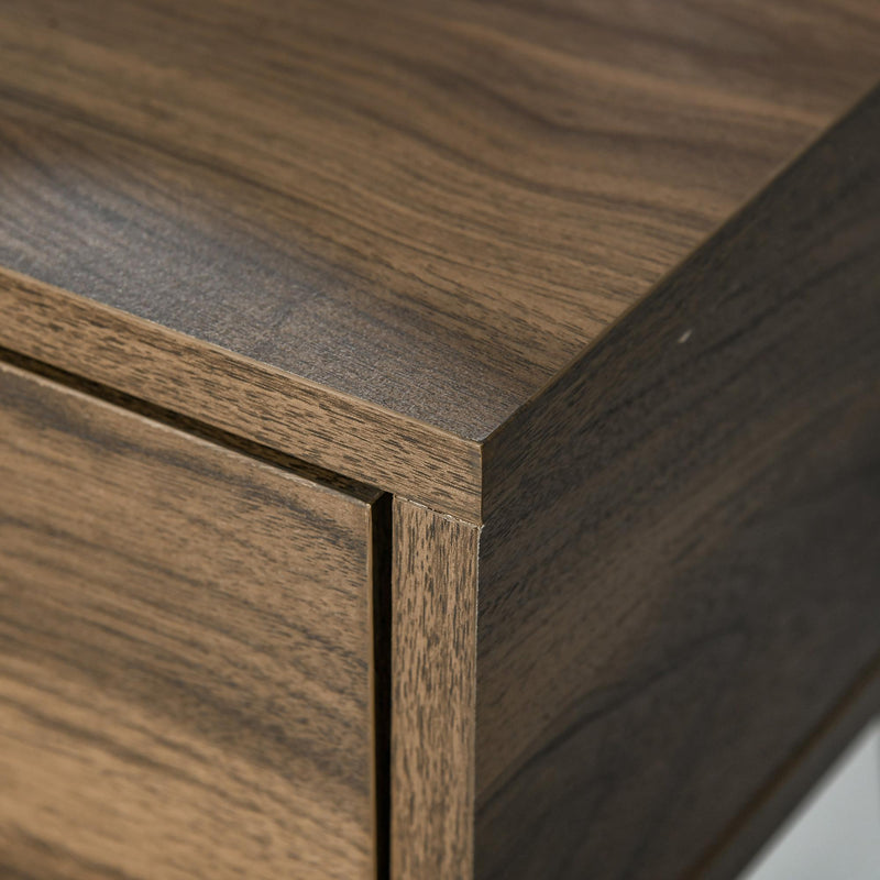 Consolle Trucco con Specchio e Sgabello in Legno e Metallo Color Noce