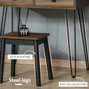 Consolle Trucco con Specchio e Sgabello in Legno e Metallo Color Noce