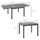Tavolo Allungabile da Giardino 180x90x73 cm in Plastica e Alluminio Grigio