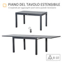Tavolo Allungabile da Giardino 135-270x90x75 cm in Alluminio Grigio