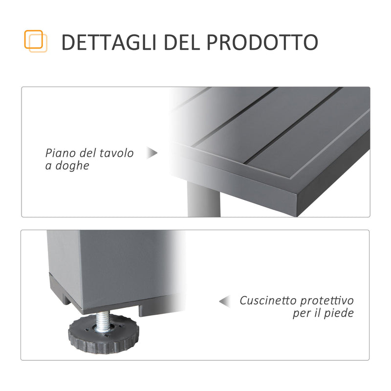 Tavolo Allungabile da Giardino 135-270x90x75 cm in Alluminio Grigio